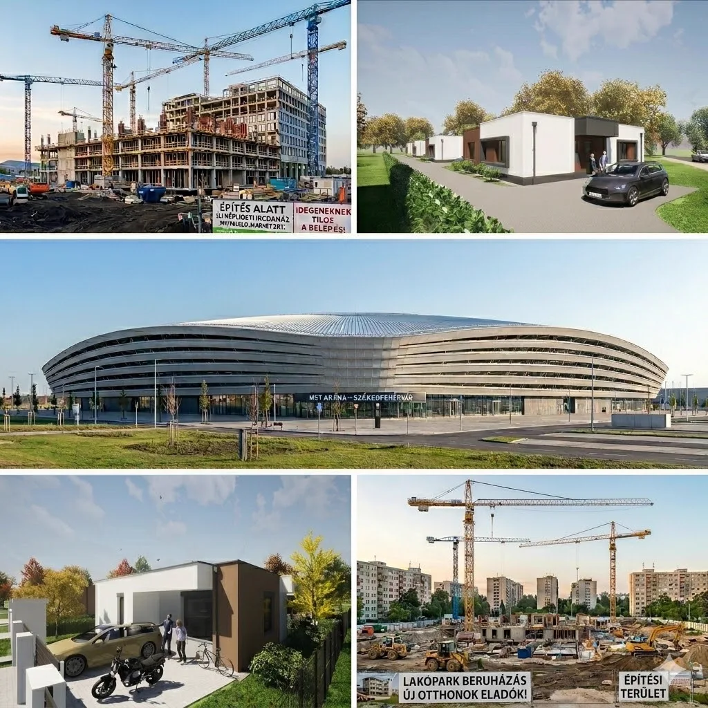 Fotókollázs a Betonos Magyarország Zrt. beton- és ingatlanprojektjeiről
